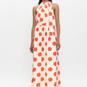 Maxi orange polka dot skirt