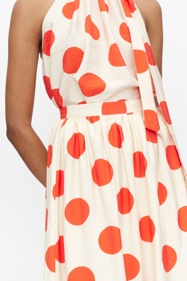 Maxi orange polka dot skirt