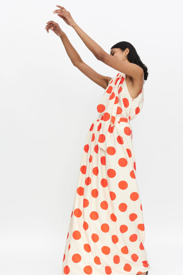 Maxi orange polka dot skirt
