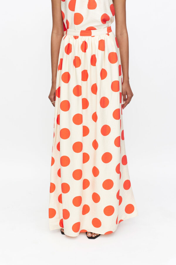 Maxi orange polka dot skirt