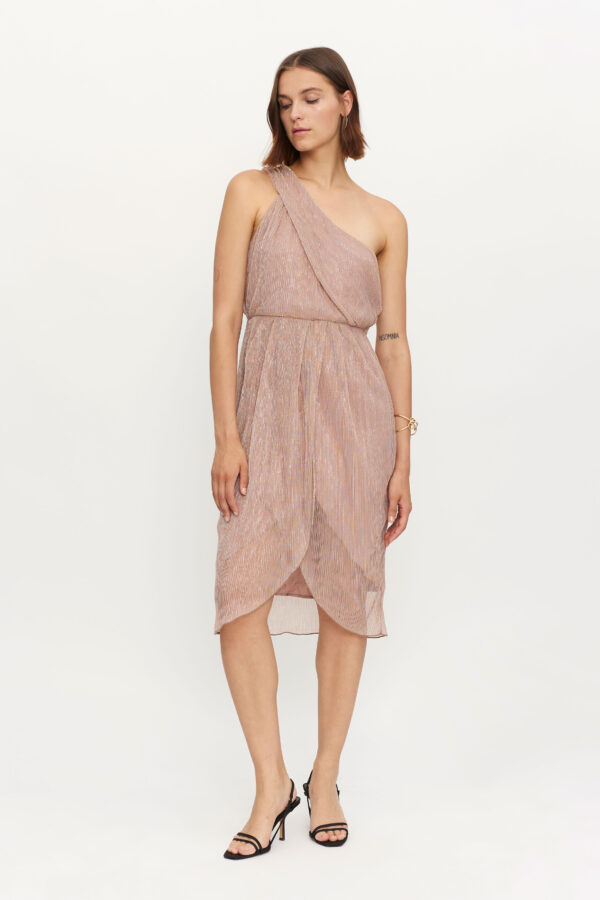 Midi metallic pink dress