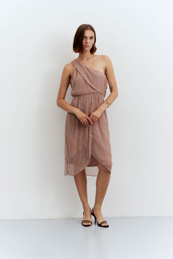Midi metallic pink dress