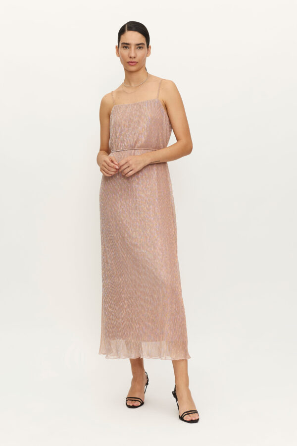 Maxi metallic pink dress