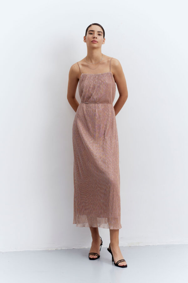 Maxi metallic pink dress