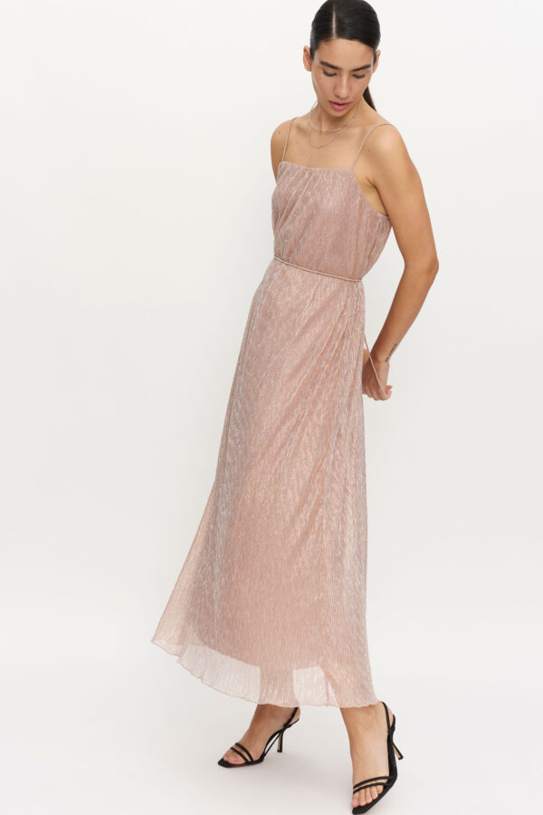 Maxi metallic pink dress
