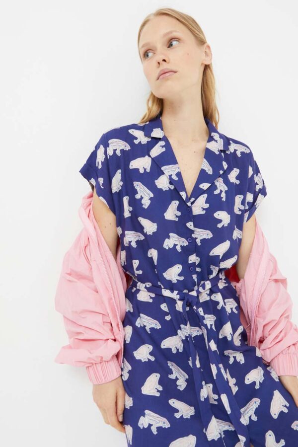 Frogs print midi dress