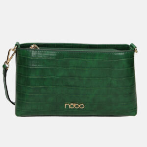 Small green croco shoulder bag