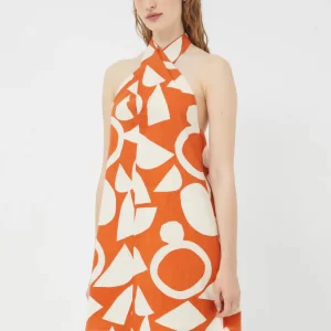 Vestido corto halter geométrico Afrik