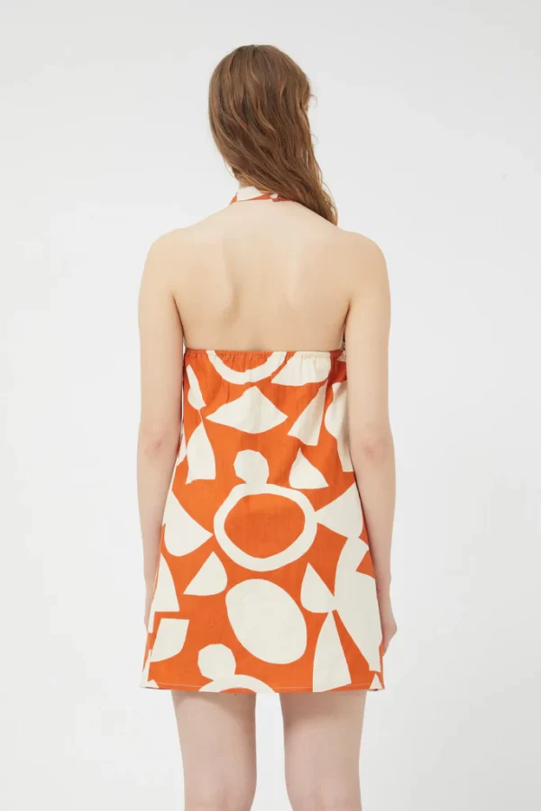 Vestido corto halter geométrico Afrik