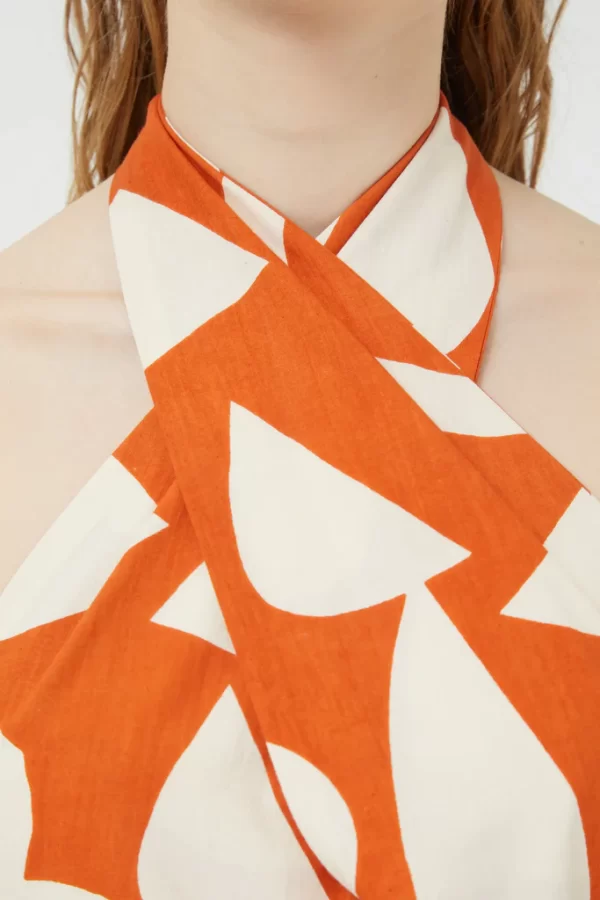 Vestido corto halter geométrico Afrik