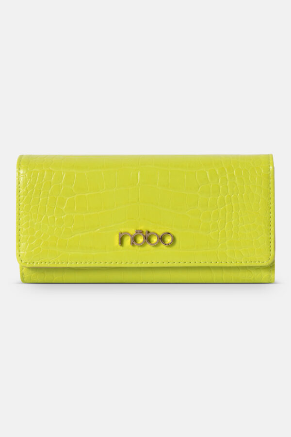 Nobo large croco wallet with flap, lime