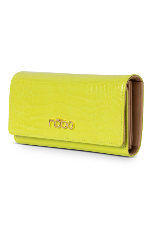 Nobo large croco wallet with flap, lime