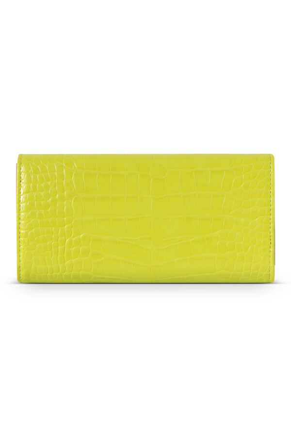 Nobo large croco wallet with flap, lime
