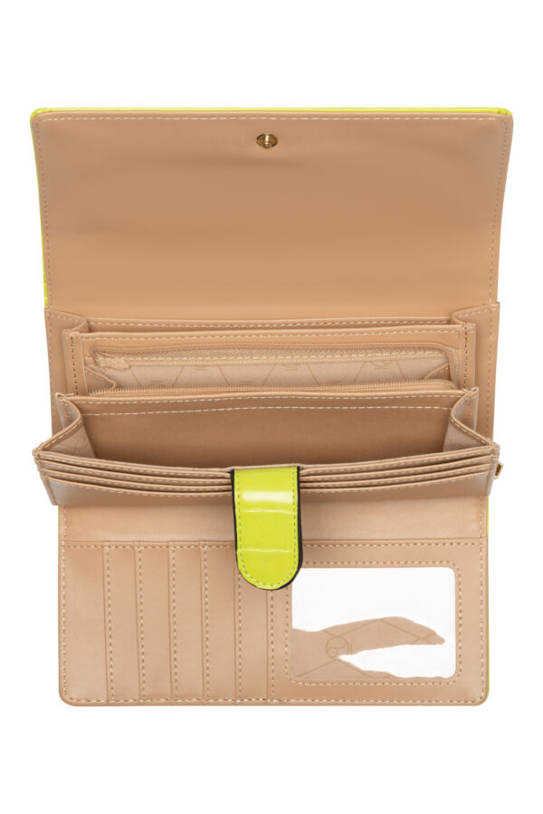 Nobo large croco wallet with flap, lime