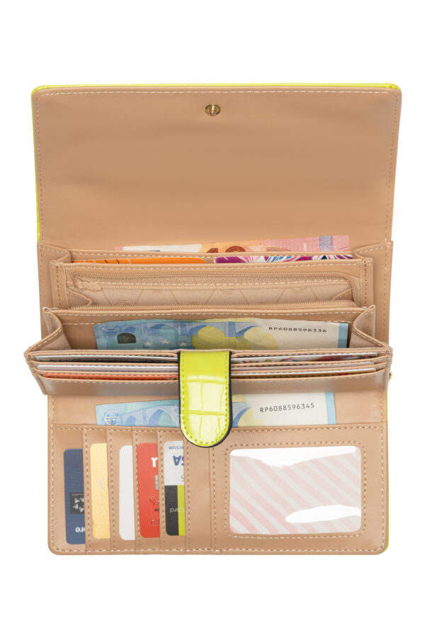 Nobo large croco wallet with flap, lime