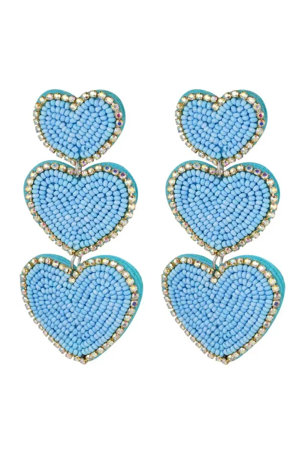 Earrings 3 hearts beads