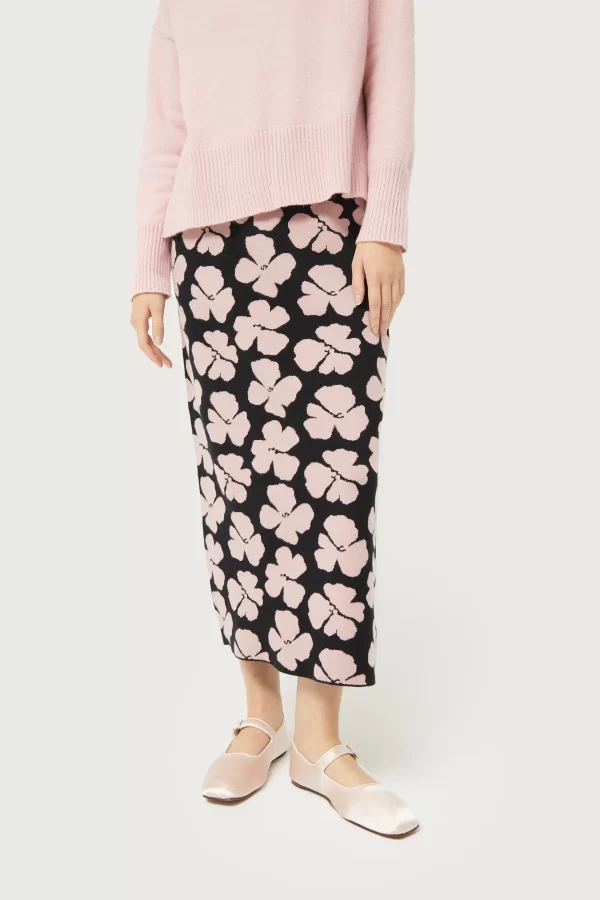 Jacinto floral print jacquard knit skirt