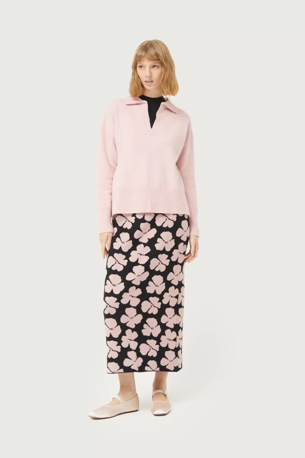 Jacinto floral print jacquard knit skirt