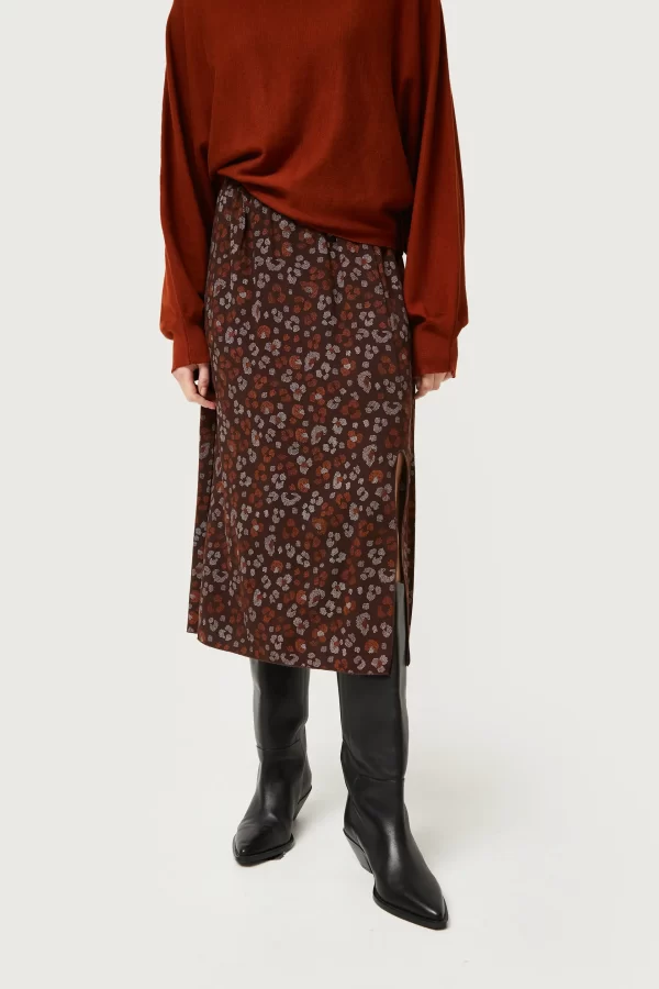 Brown leopard midi skirt