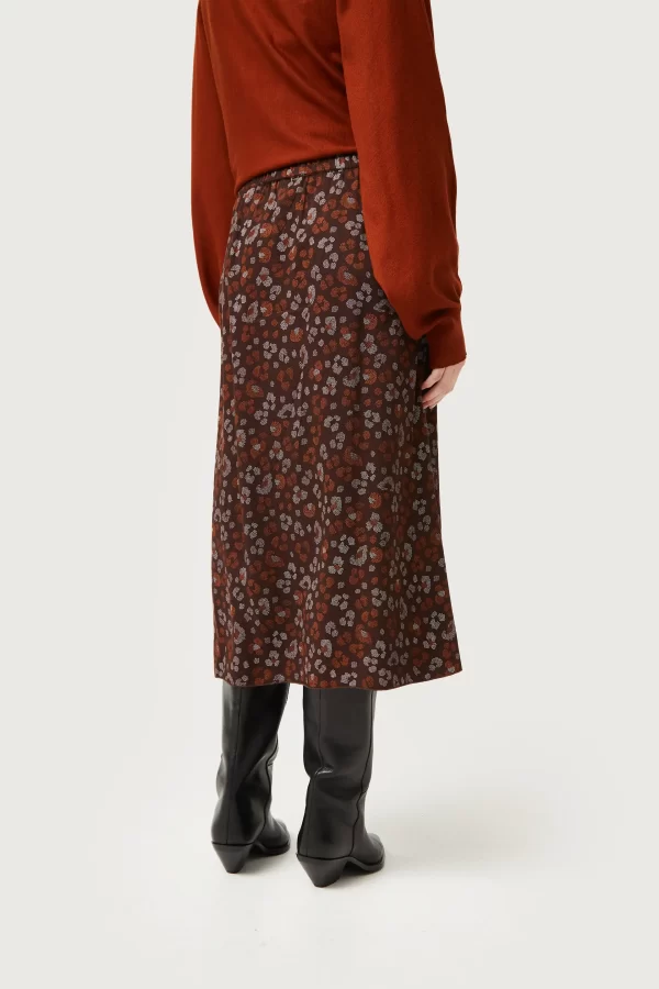Brown leopard midi skirt
