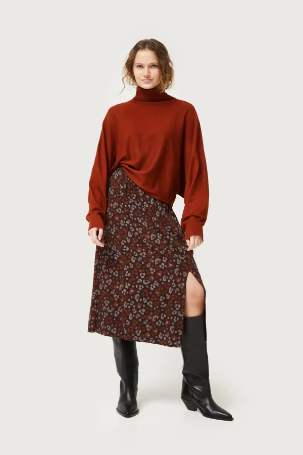 Brown leopard midi skirt