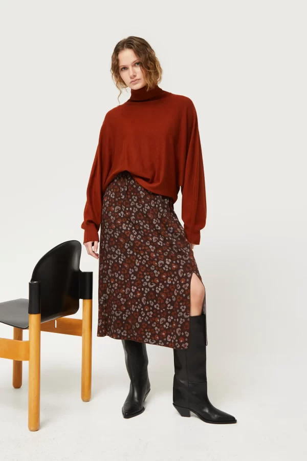 Brown leopard midi skirt