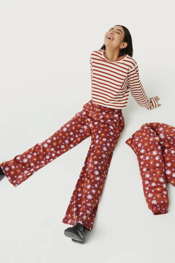 Brown floral pants