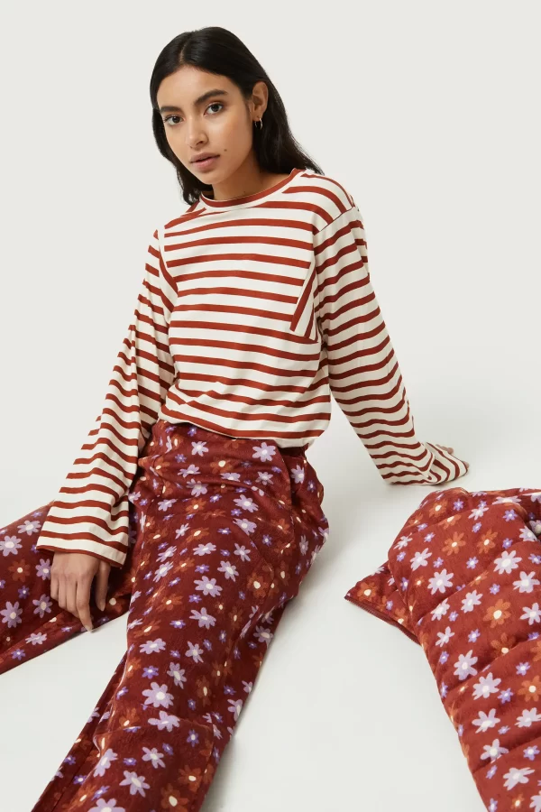 Brown floral pants
