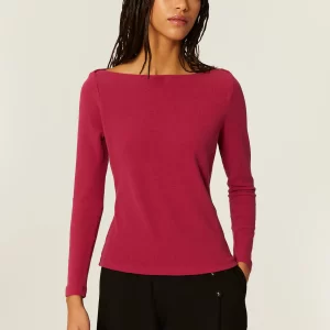 TOP CANALE CUELLO BARCA CEREZA