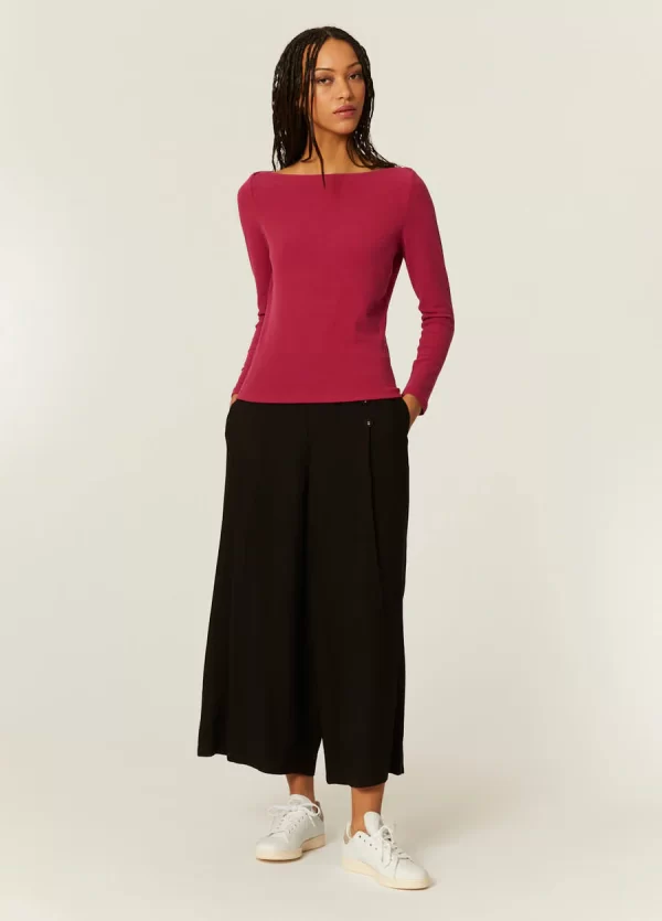TOP CANALE CUELLO BARCA CEREZA