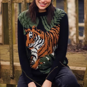 Rayna Jumper - Black, Tiger & Palms