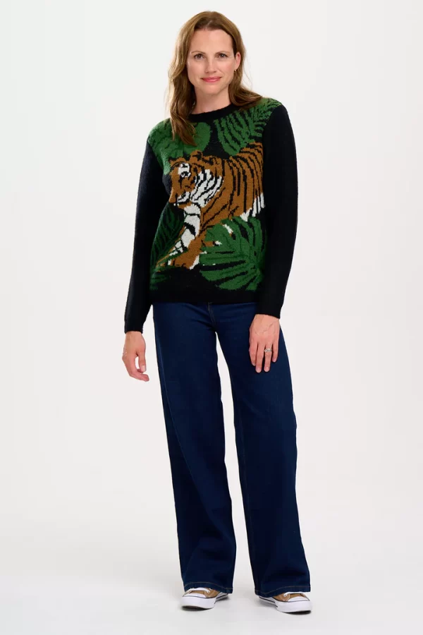Rayna Jumper - Black, Tiger & Palms