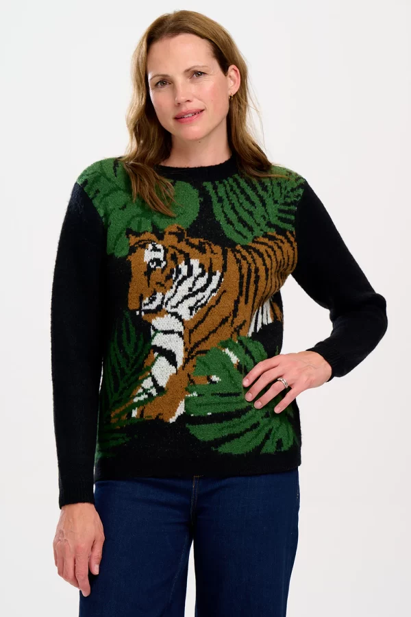 Rayna Jumper - Black, Tiger & Palms