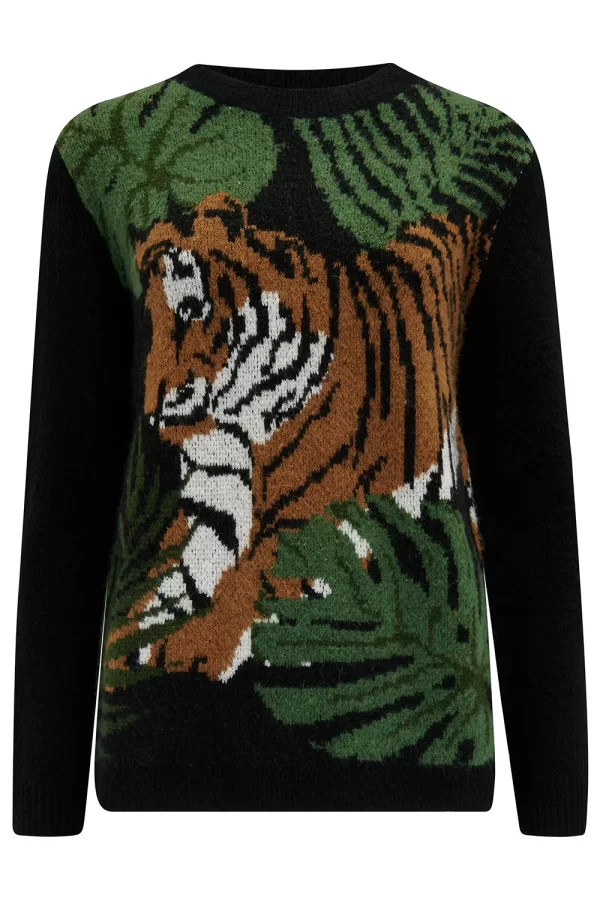 Rayna Jumper - Black, Tiger & Palms
