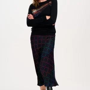 Sita Midi Skirt - Black, Rainbow Star Lattice