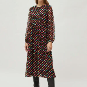 Multicolor polka dot printed long dress