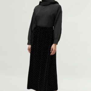 Long black velvet skirt