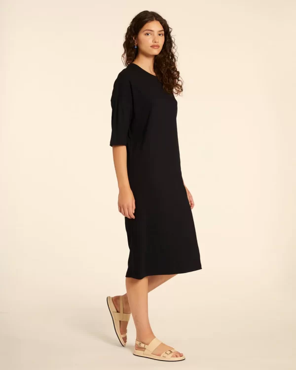 VESTIDO CANALE MANGA CORTA NEGRO