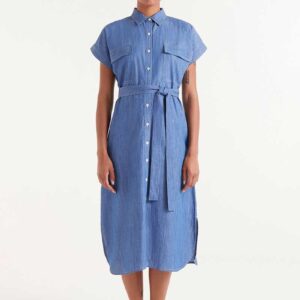 Denim midi shirt dress