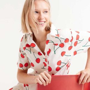 Short cherry print dress