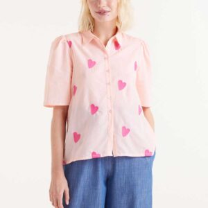 Pink heart print shirt