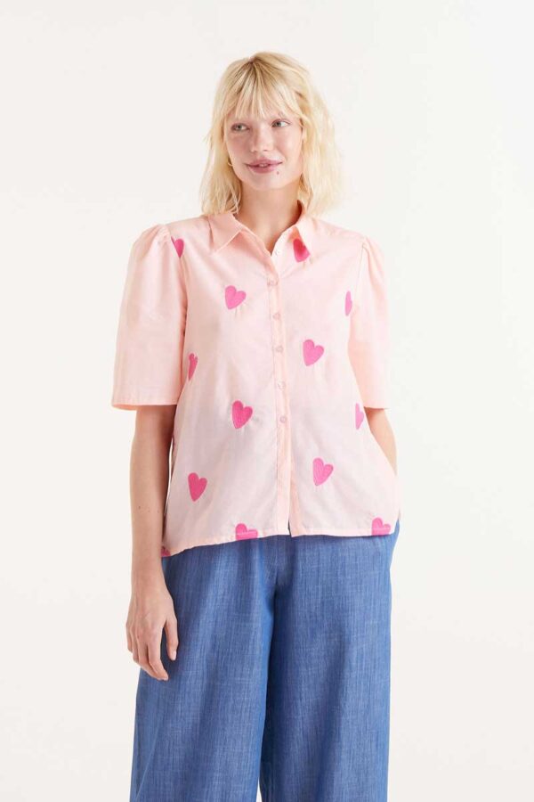 Pink heart print shirt
