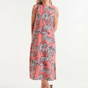 Safari print midi dress