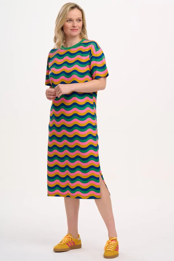 Stephanie Midi T-Shirt Dress - Multi, Rainbow Waves
