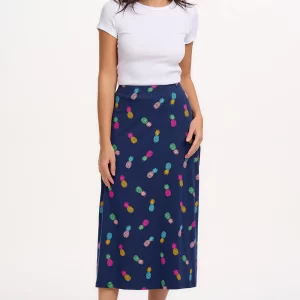 Jayda Jersey Skirt - Navy, Rainbow Pineapples