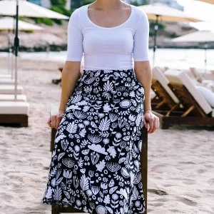 Krista Skirt - Monochrome, Folk Floral