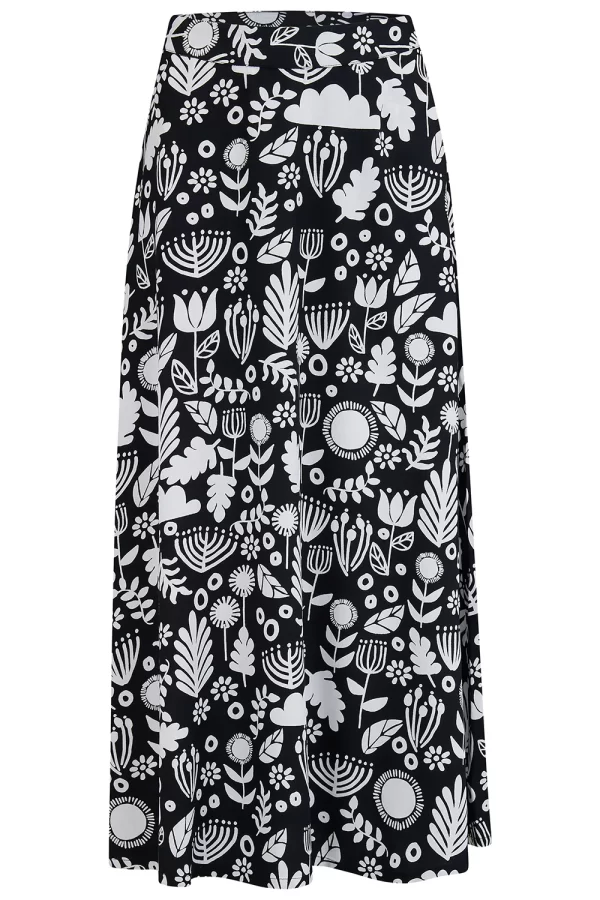Krista Skirt - Monochrome, Folk Floral
