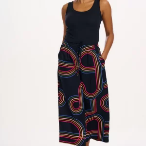 Ameera Cropped Wide Leg Trousers - Black, Retro Racer