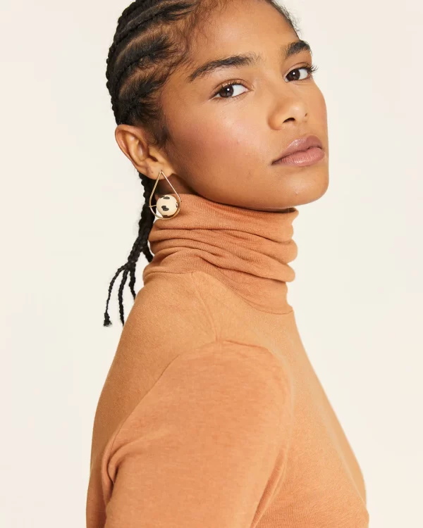 TOFFEE SWAN NECK KNIT TOP
