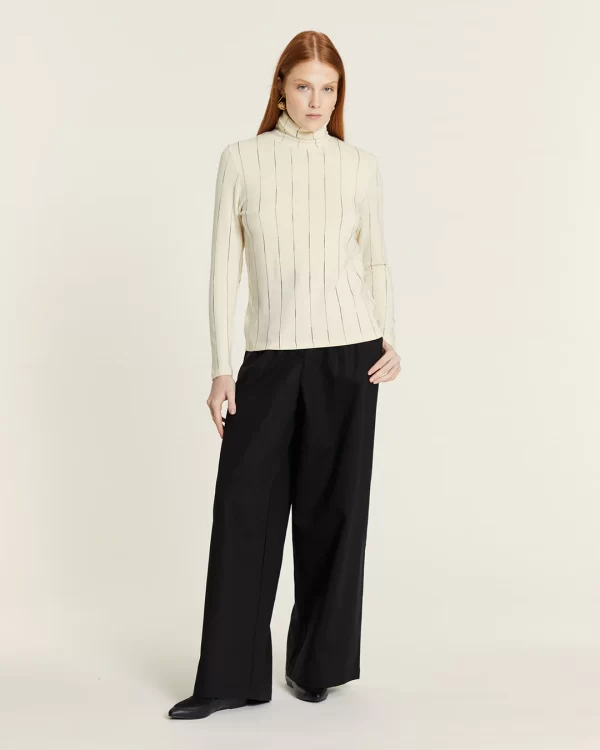 Micro-striped high-neck top